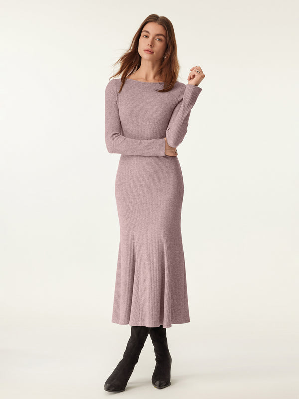 Boatneck Flare Midi Dress