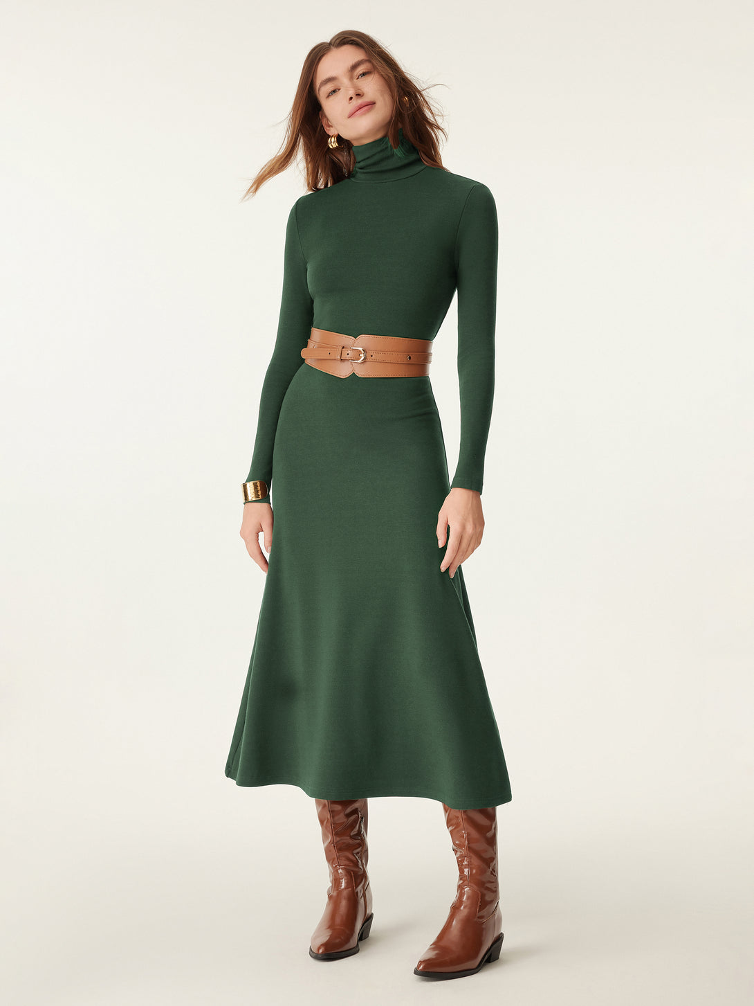 MaxWarm Turtleneck Midi Dress Bush Green XS