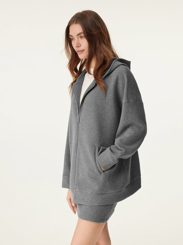 Two-Way Zip Hooded Sweatshirt Jacket