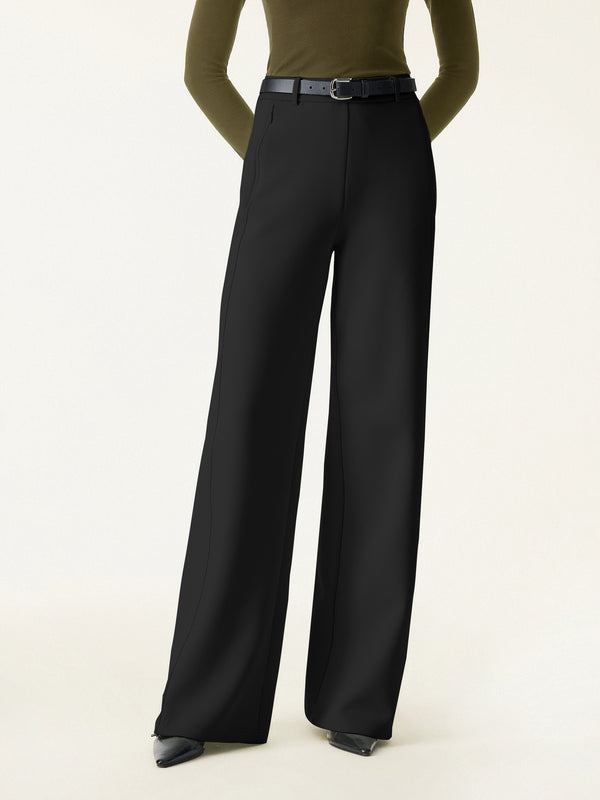 OGLmove Stretch Cotton Blend Slimming High Rise Wide Leg Pants Regular Black