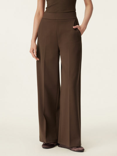High Rise Wide Leg Trouser with Pockets Pecan XS