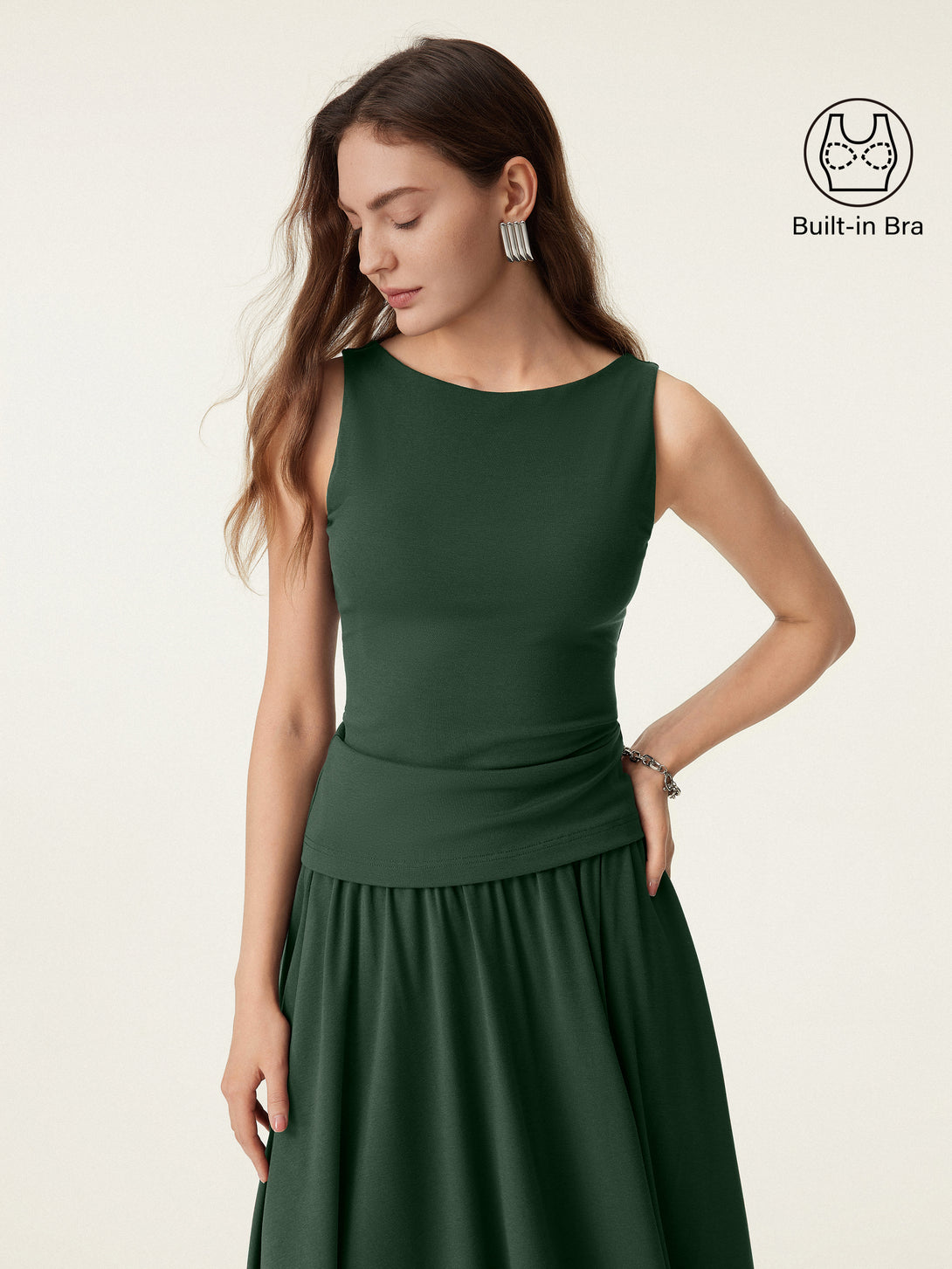 2Pcs Set Stretch Cotton Boatneck Brami Tank