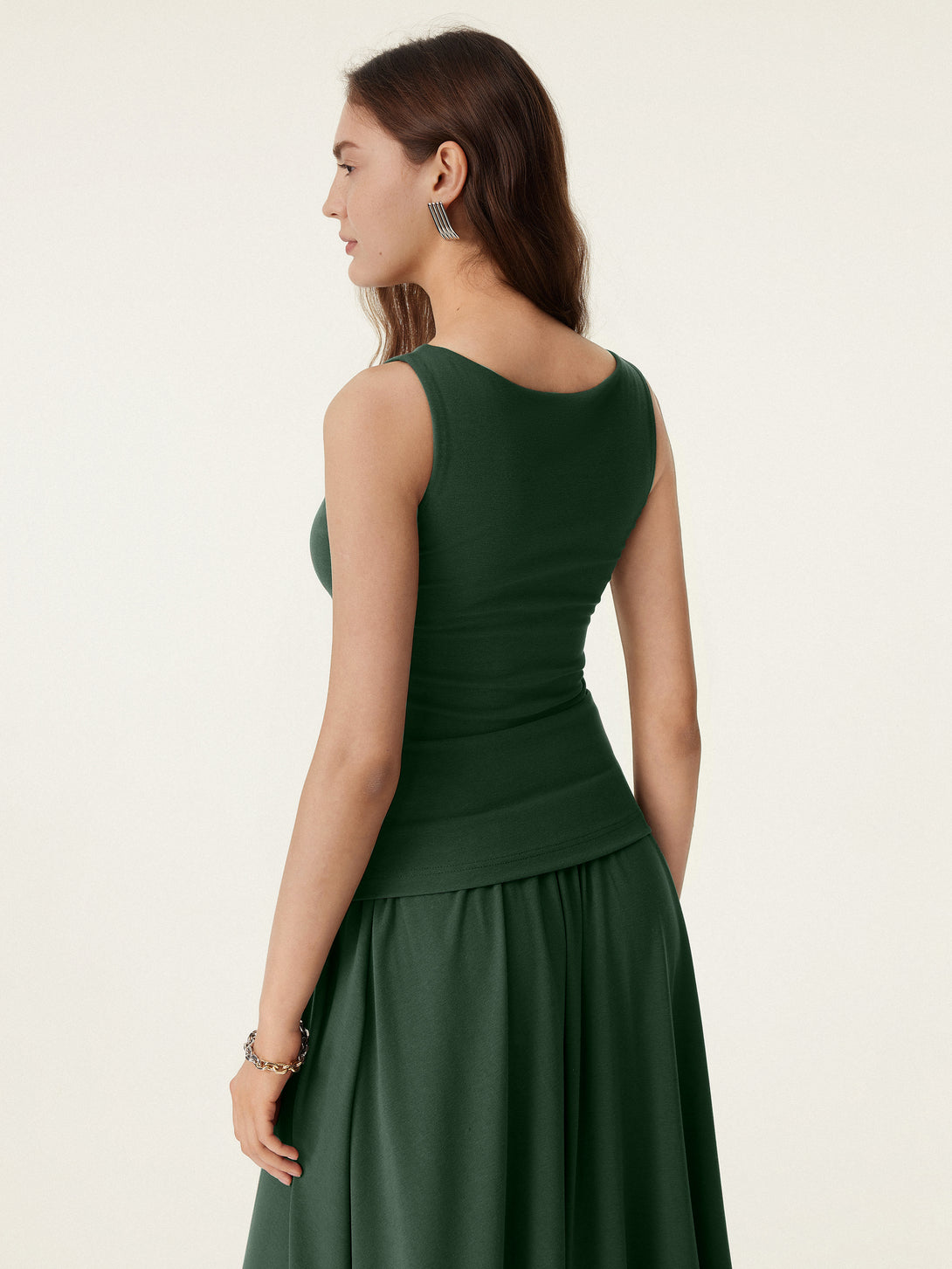 2Pcs Set Stretch Cotton Boatneck Brami Tank