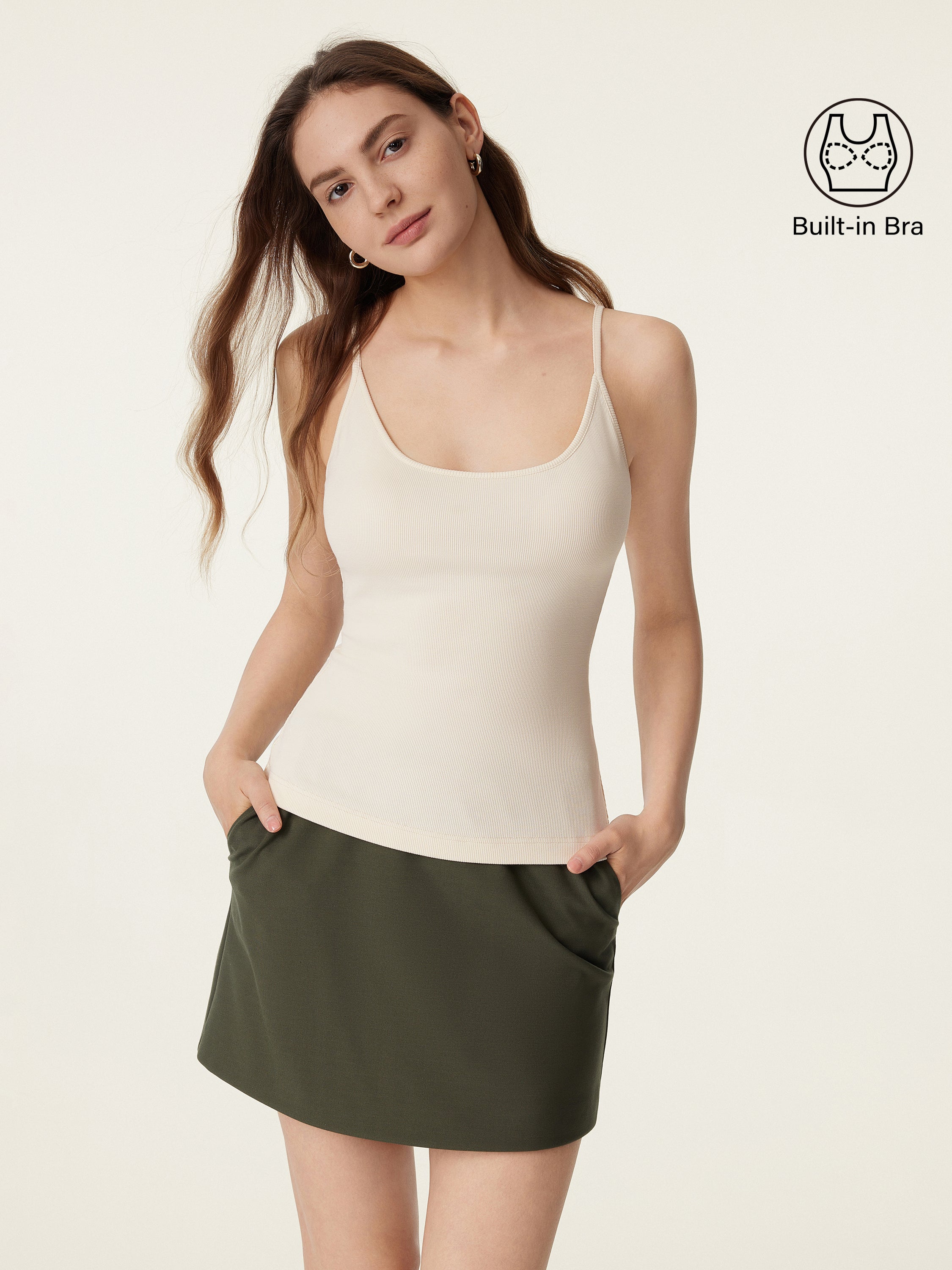 Scoop Neck Spaghetti Strap Airy Bra Tank Top