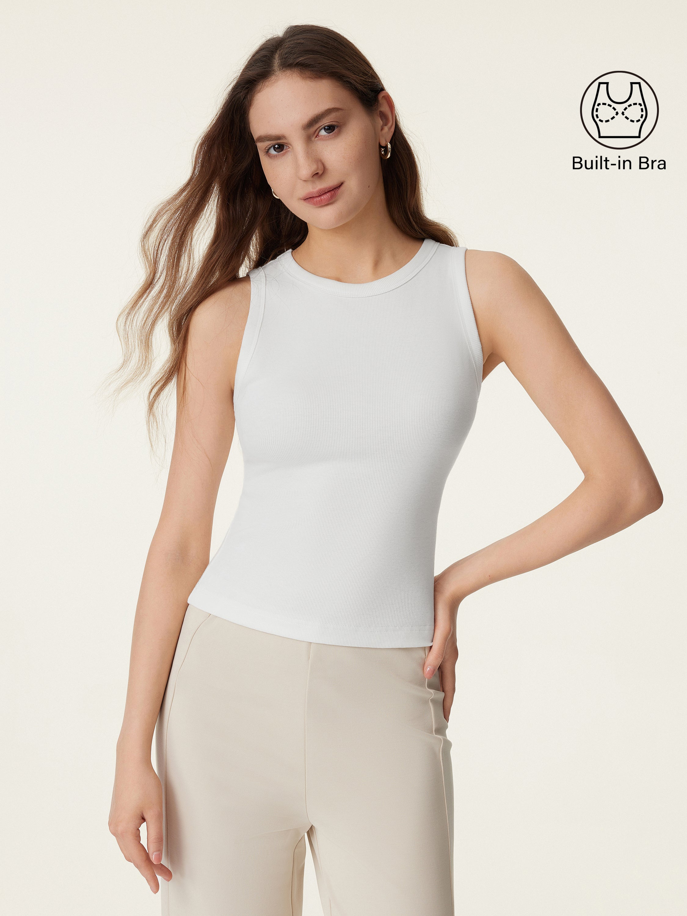 Crewneck Cotton Airy Bra Tank
