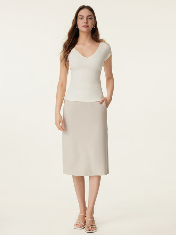 OGLmove A-line Midi Skirt with Pockets