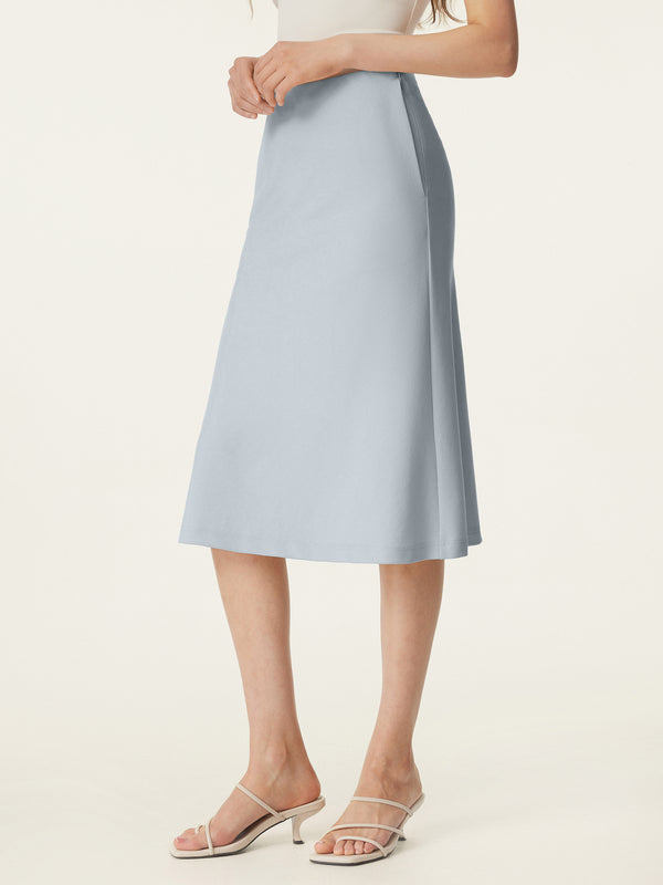 OGLmove A-line Midi Skirt with Pockets Smoke Blue XS