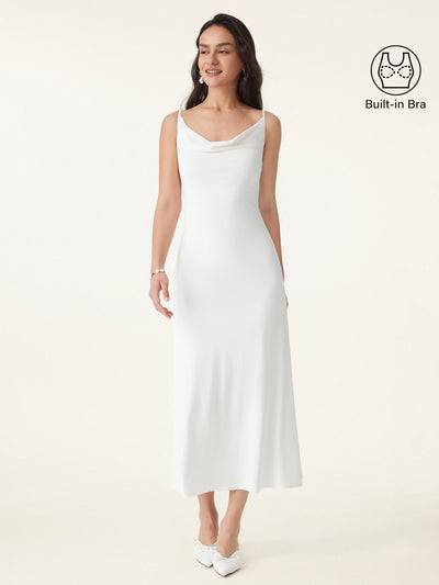 2Pcs Set Knit Shrug Sweater & Cowl Neck Midi Brami Dress