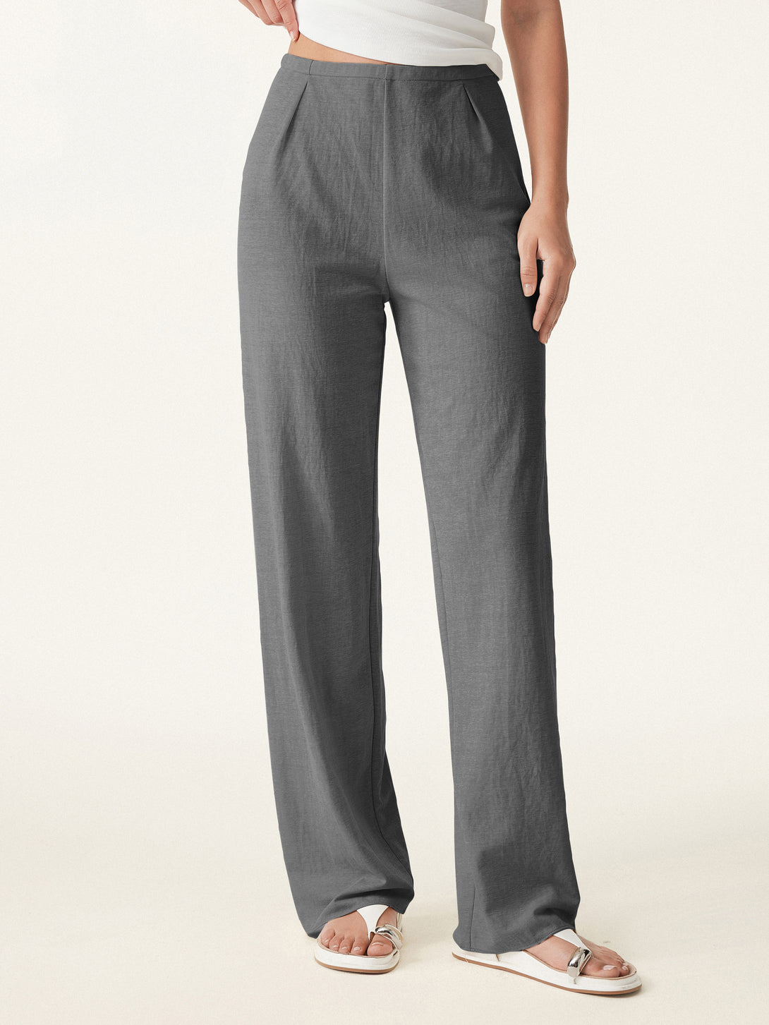 Wrinkle-resistant Cotton-linen Mid Rise Straight Leg Pant Davy XS