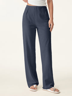 OGLmove Breathable Cotton-linen Straight Leg Pant Smoky Navy XS