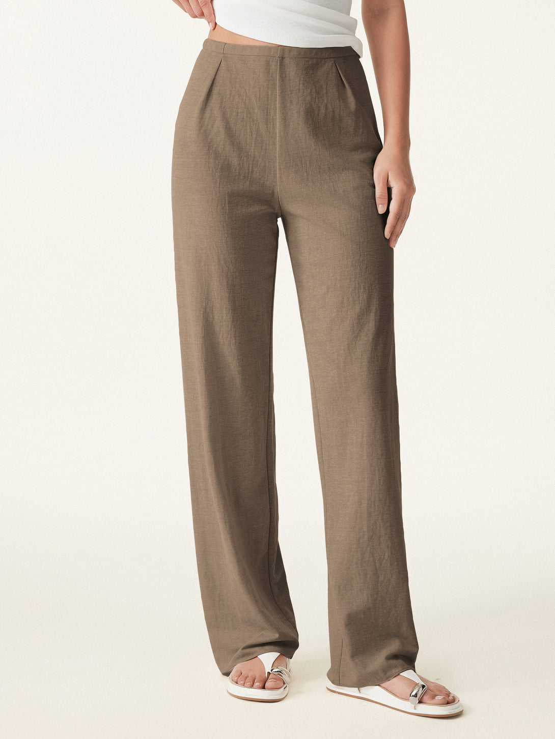 Wrinkle-resistant Cotton-linen Mid Rise Straight Leg Pant Jara XS