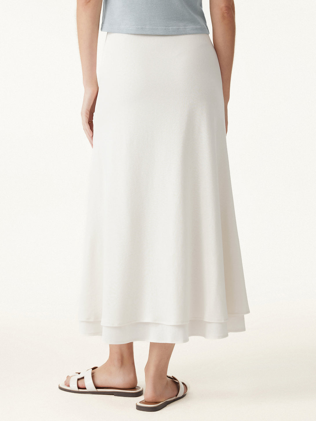 Flowy Cotton-linen Midi Flared Skirt