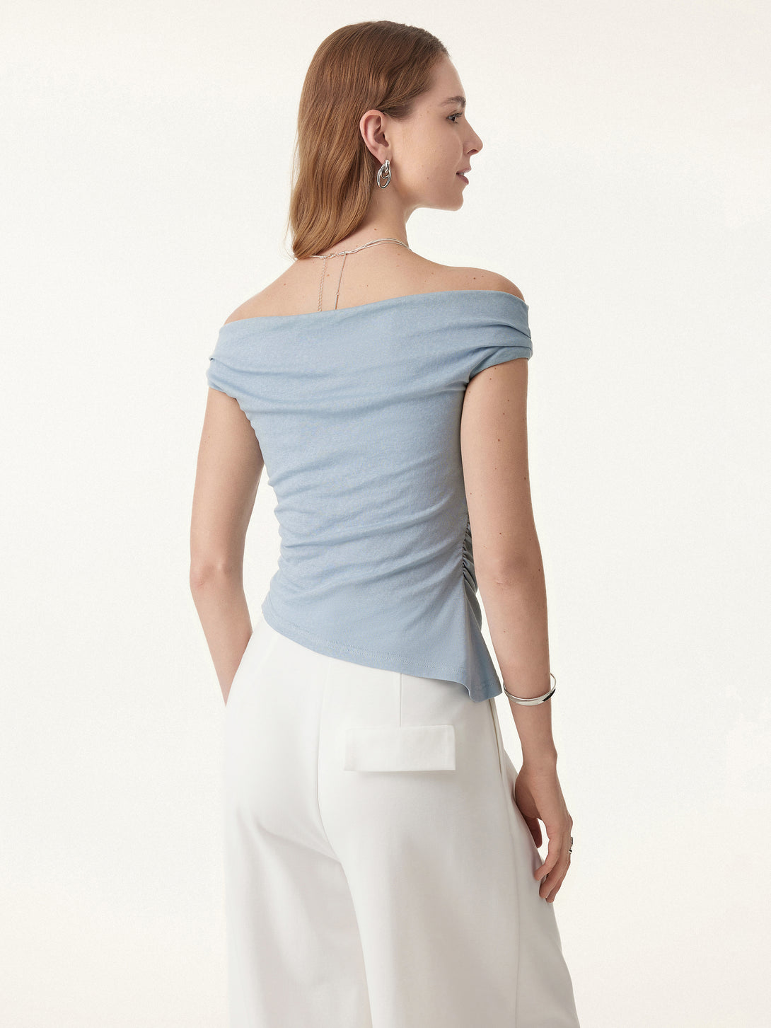 Cold Shoulder Cotton-Linen Gathered New Airy Brami