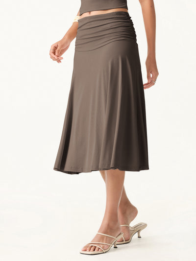 OGLmove Flowy Side A-line Midi Skirt Iced Mocha XS