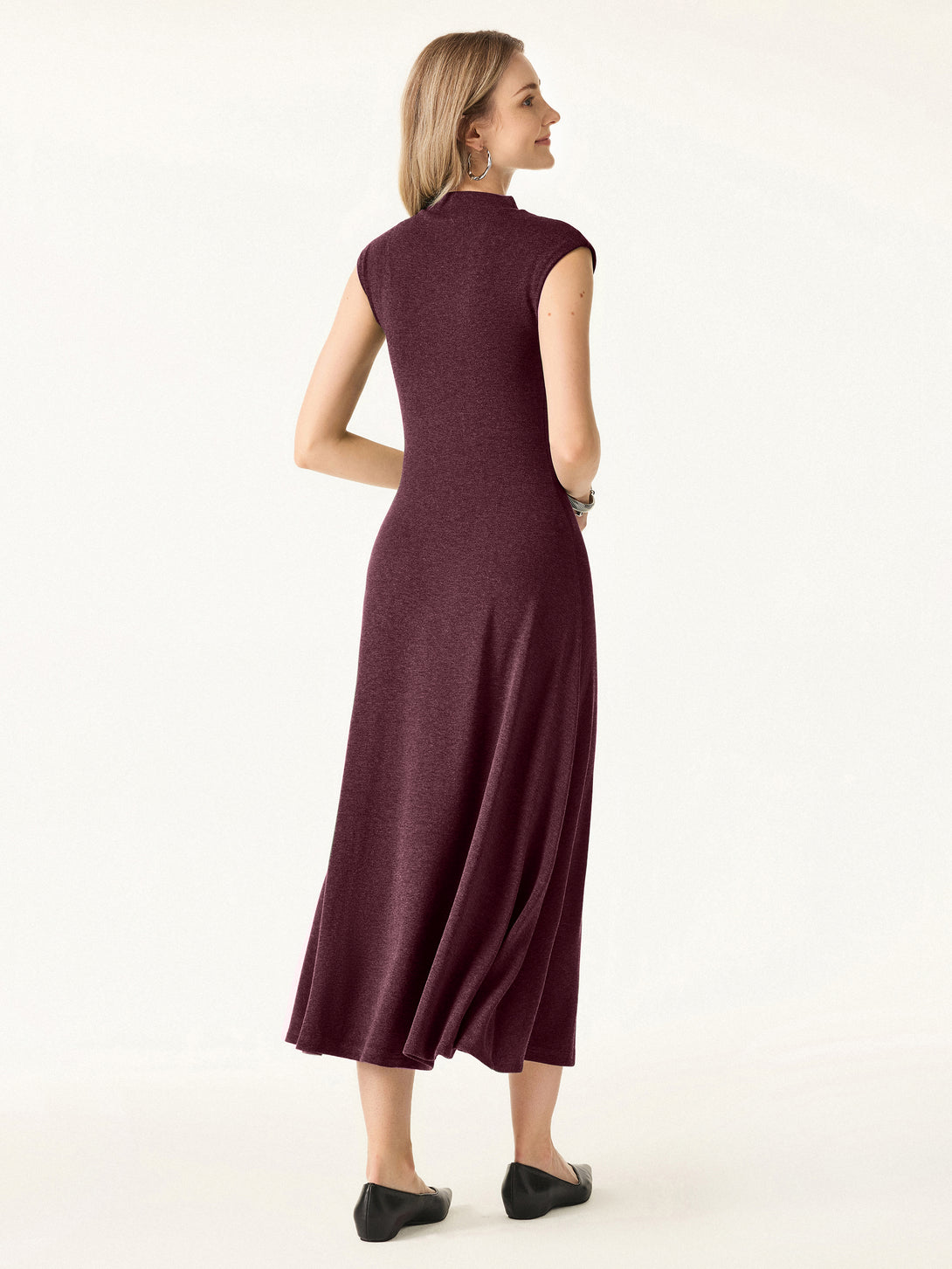 Light Warm Mockneck Wide Shoulder Midi Brami Dress