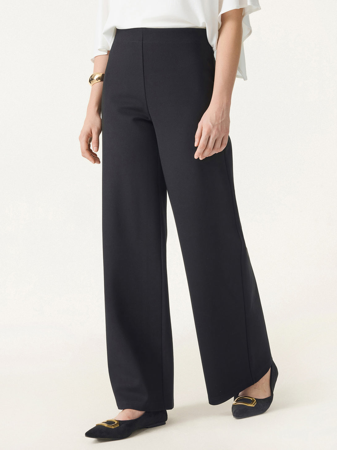 Tummy-Smooth Wide Leg Pull-on Pants with Pockets