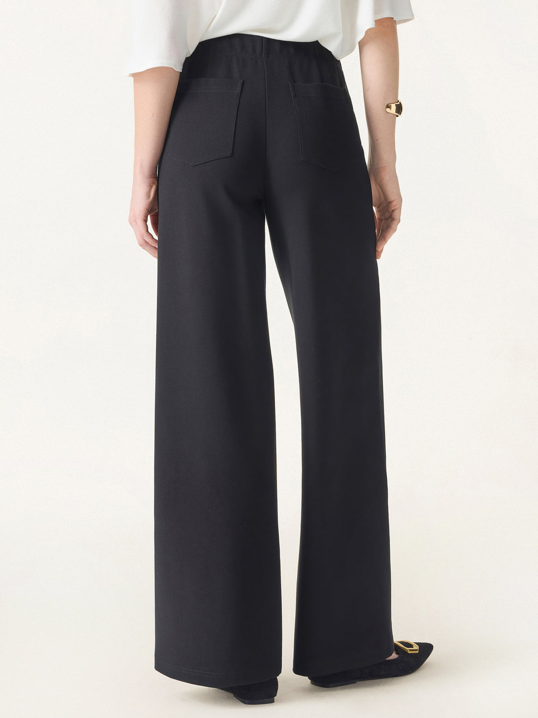 Tummy-Smooth Wide Leg Pull-on Pants with Pockets