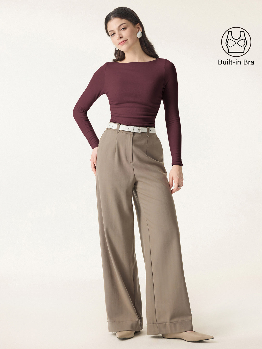 Light Warm Boatneck Ruched Brami Top Ruby Berry XS