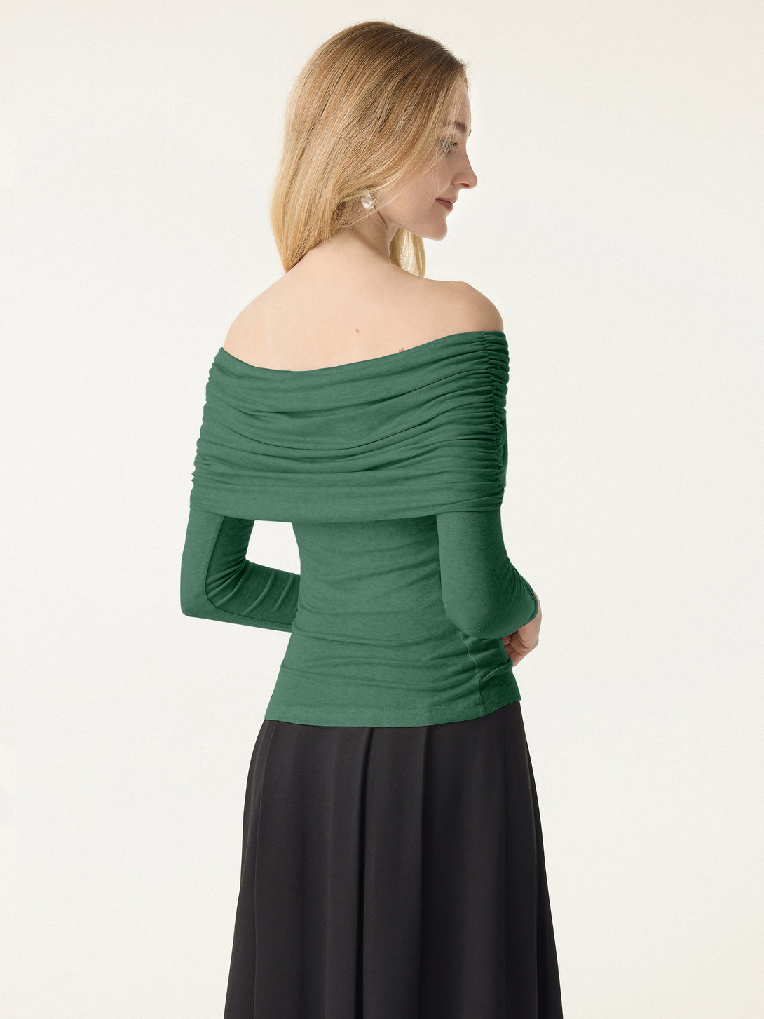 Lyocell Wool Ruched Off-Shoulder Brami Top