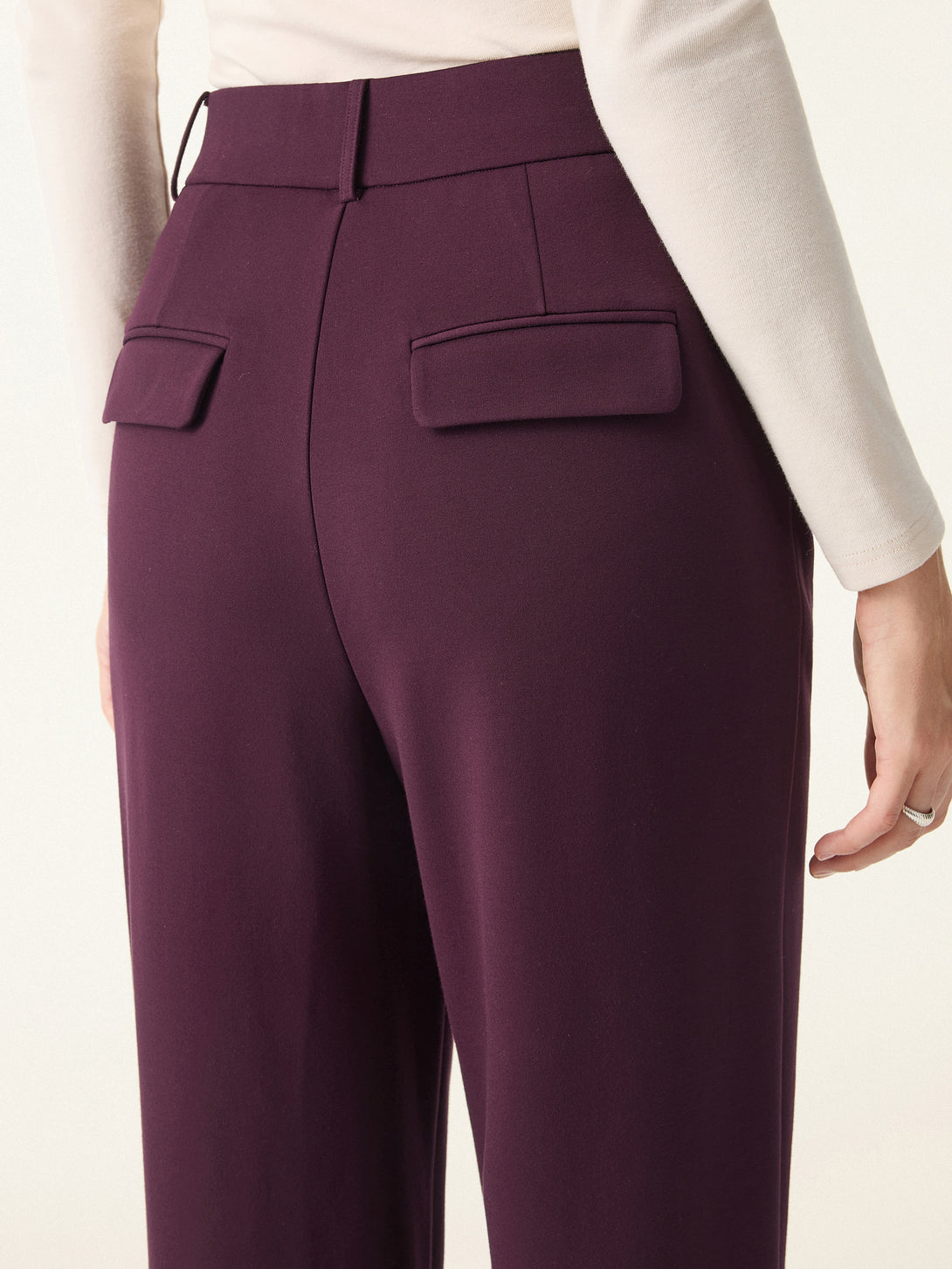 Stretch Ponte High Rise Straight Leg Pintuck Trousers