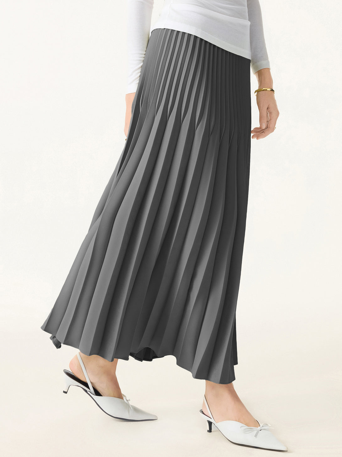 Twirl Pleated A-line Midi Skirt