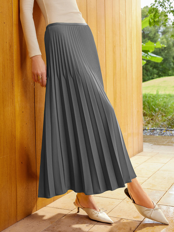 Twirl Pleated A-line Midi Skirt