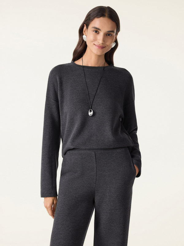 OGLmove MaxWarm Boatneck Long Sleeve Textured Top Heather Black XXS
