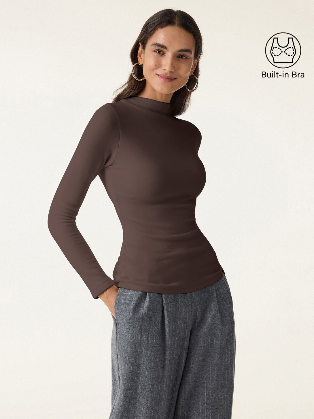MaxWarm Brushed Mockneck Long Sleeve Brami Espresso Shut XS