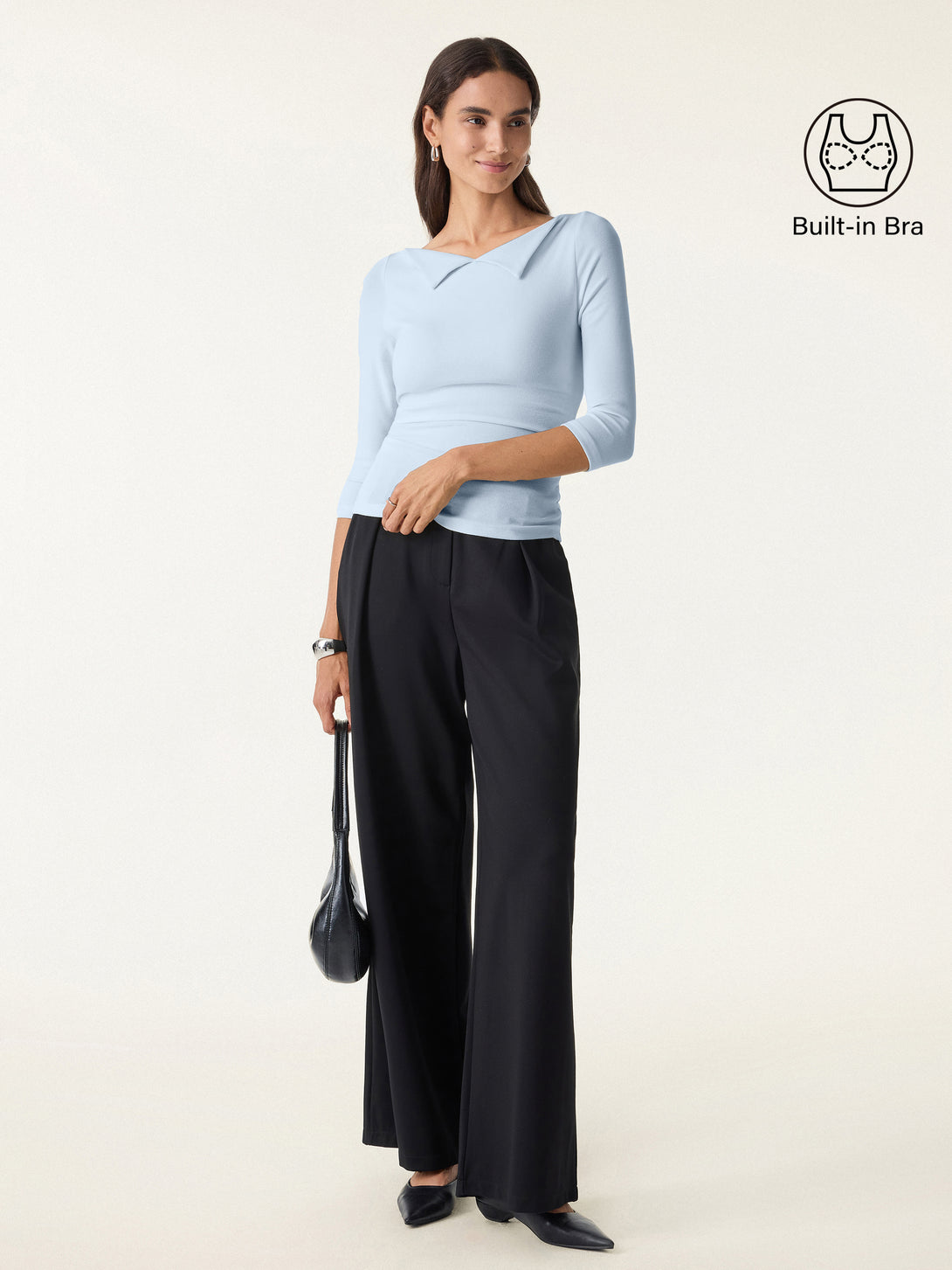 Light Warm Flapped Boatneck 3/4 Sleeve Brami