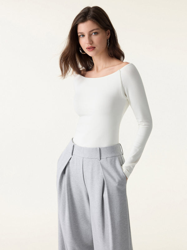 OGLmove LiteWarm Slash Neck Raglan Sleeve Built-In Bra Top 2.0