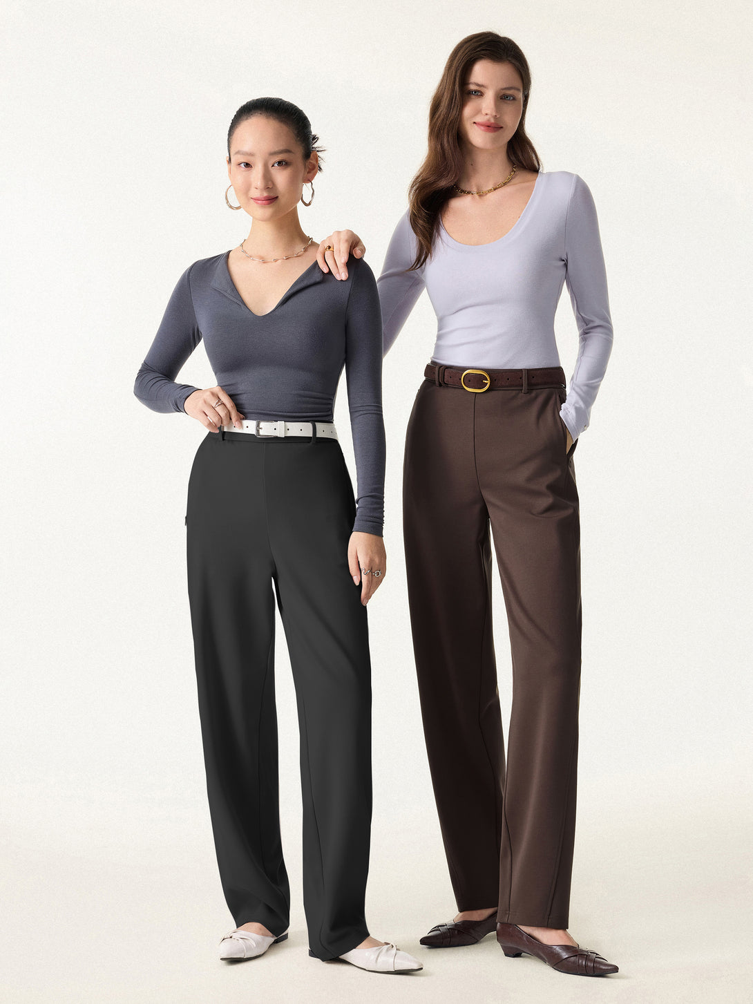 Mid Rise Barrel Leg Pull-on Pants with Pockets