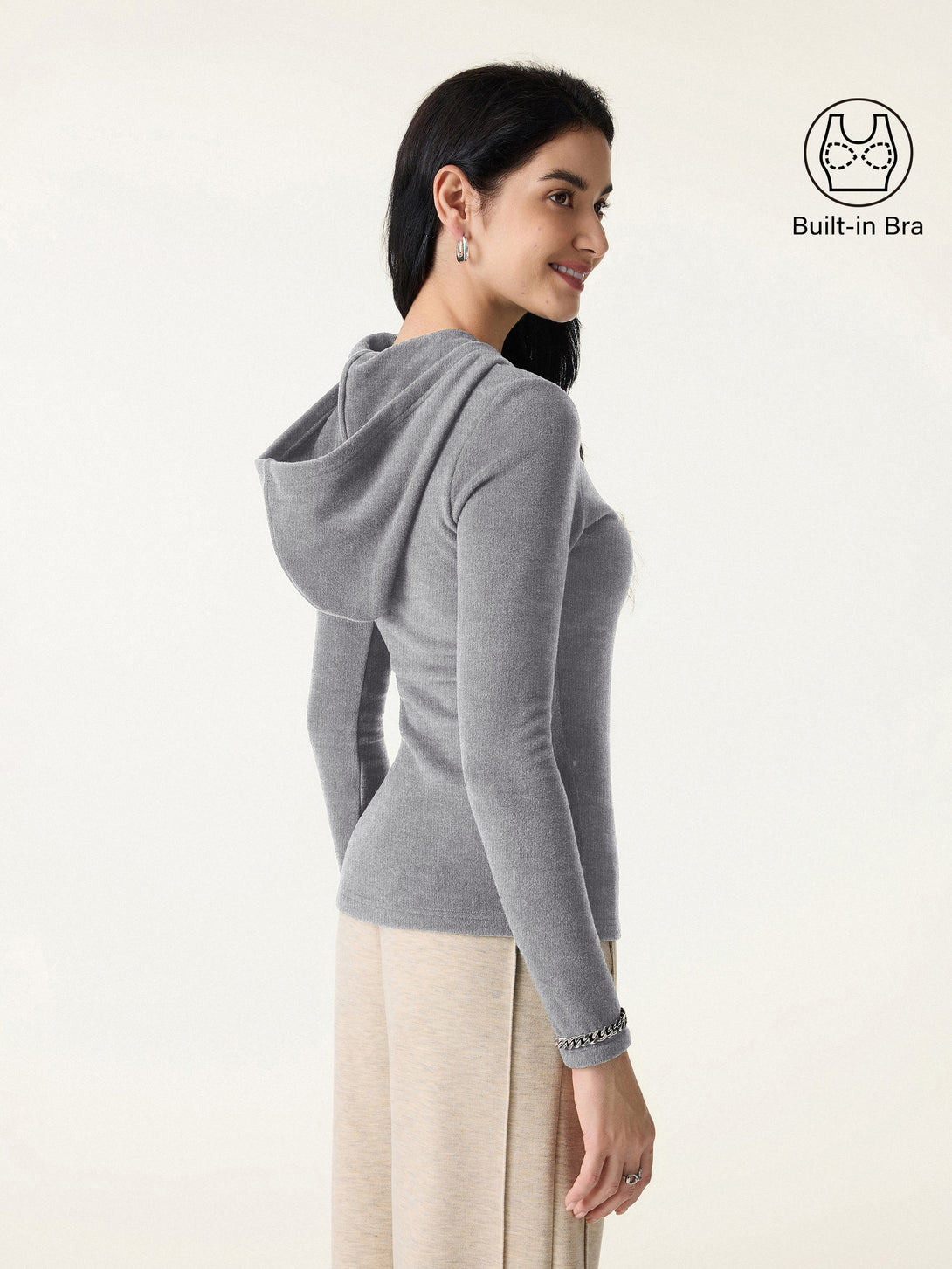 MaxWarm Slim Fitted Pullover Hoodie Brami Heather Grey XS