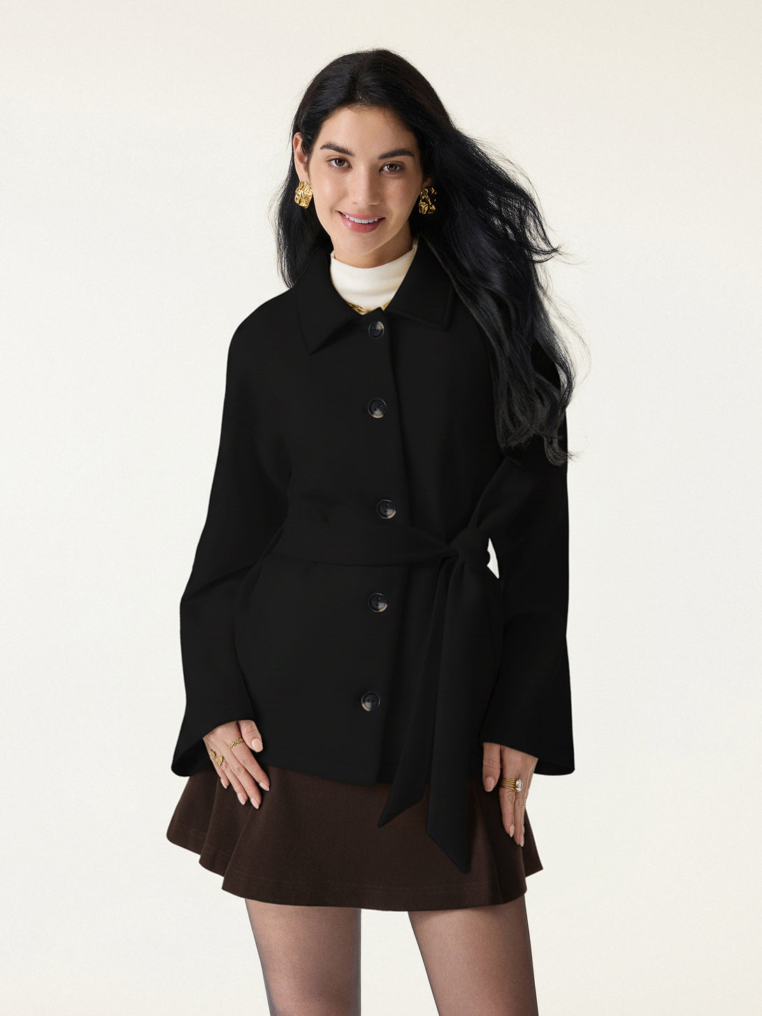 FuzzLuxe Belted Button Front Jacket