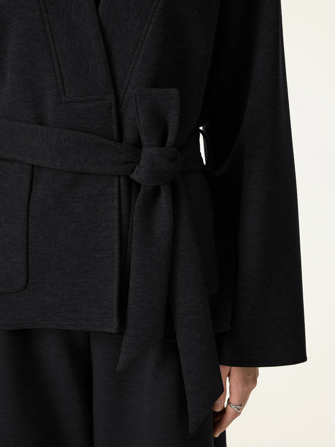 Belted Robe Style Coat with Pockets