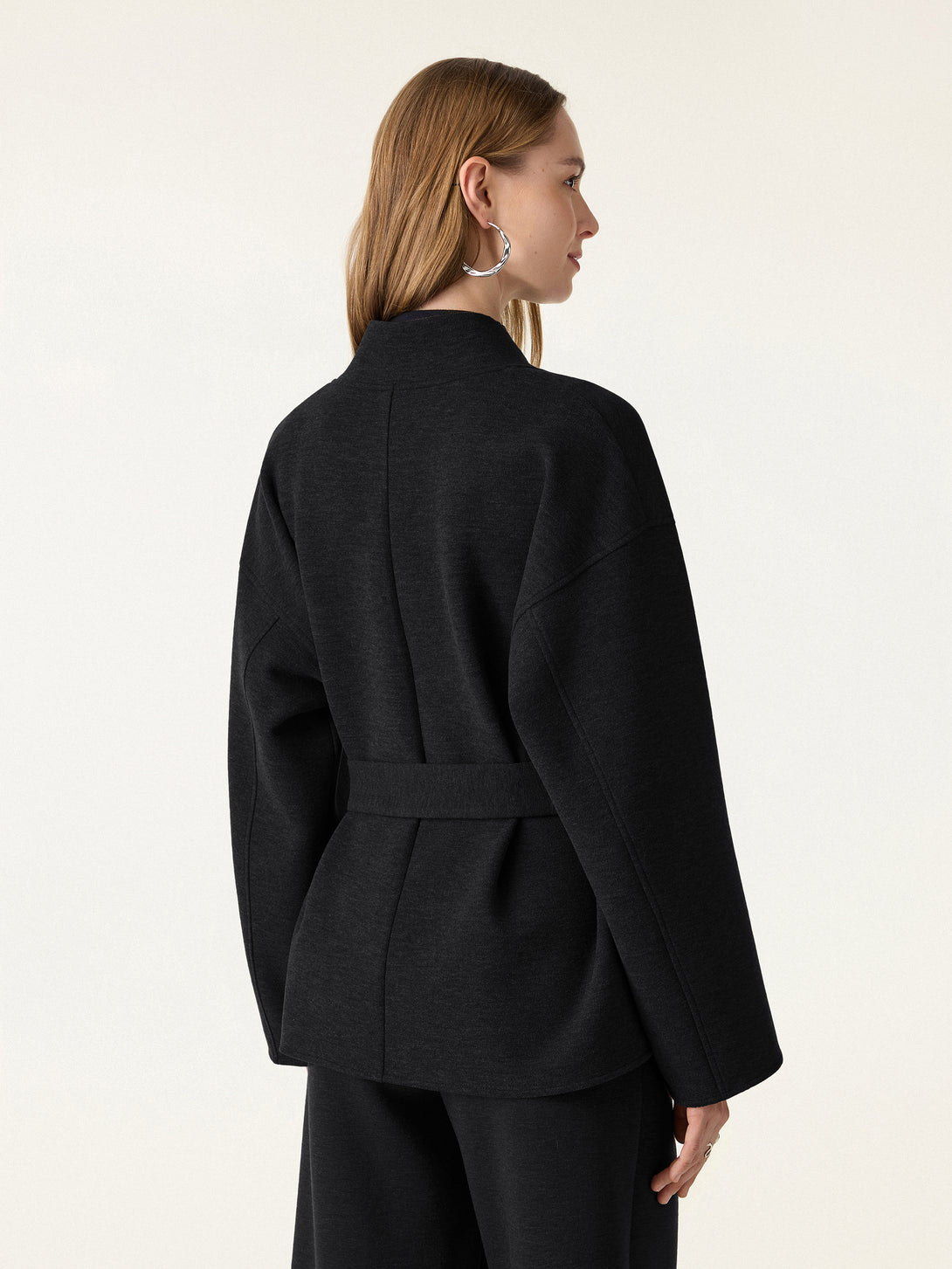 Belted Robe Style Coat with Pockets