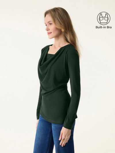 Cowl Neck Built-in Coverage Long Sleeve Brami Deep Bush XS