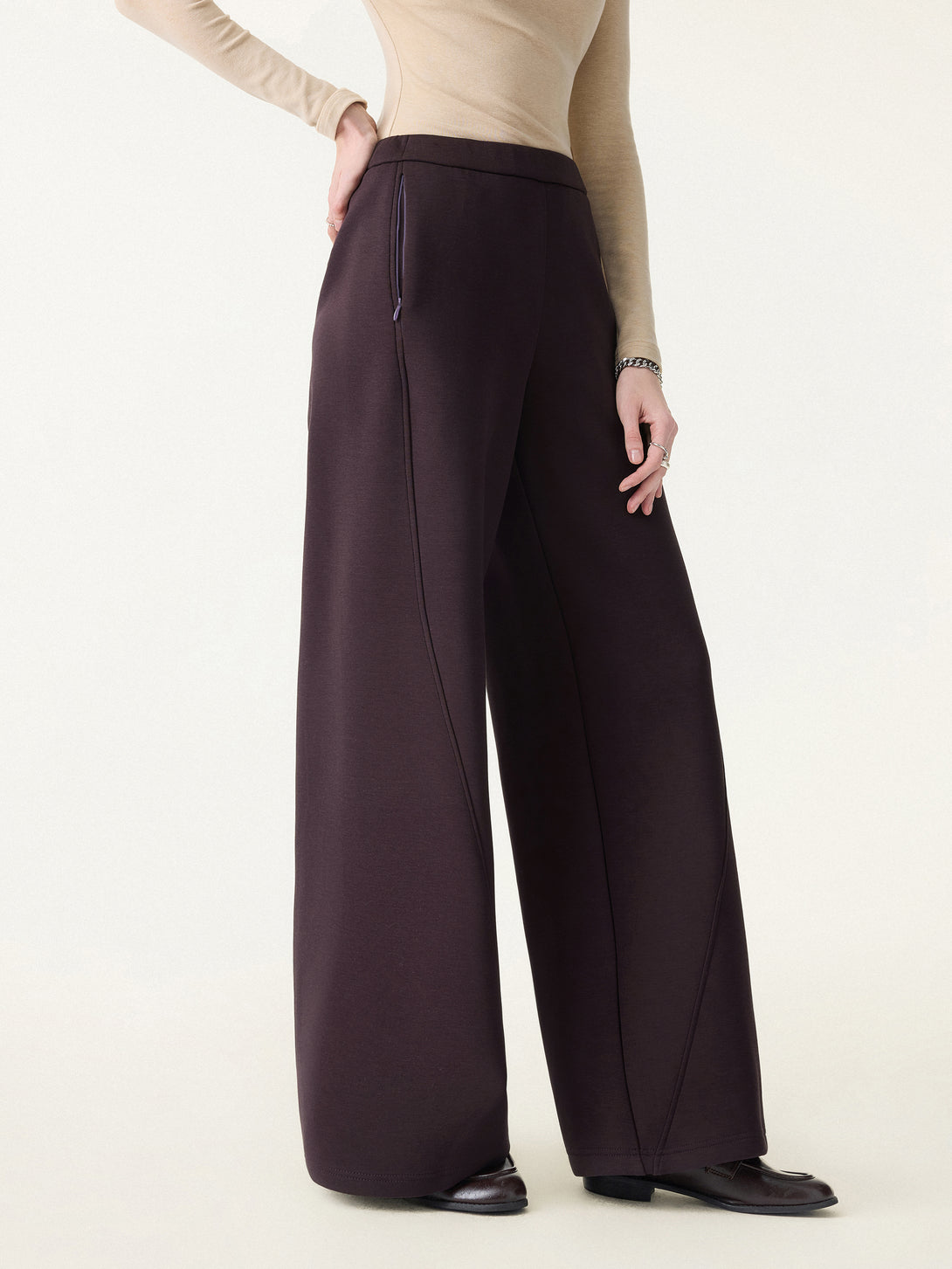 DoubleWarm High Rise Wide Leg Pull-on Pants with Pockets