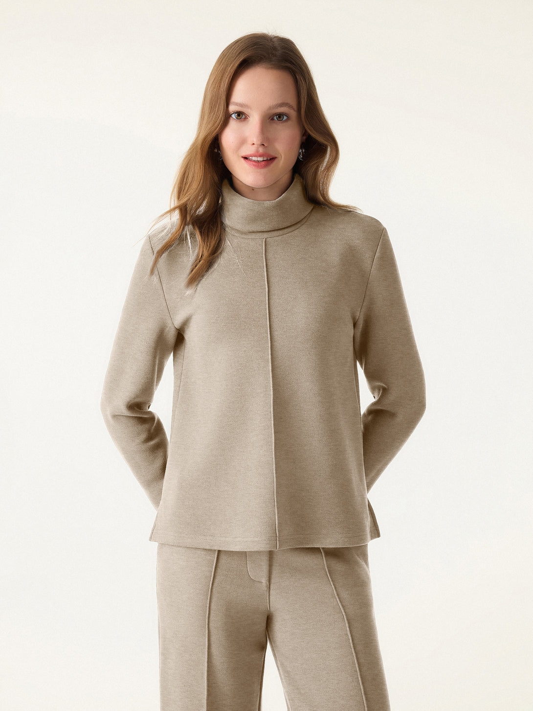 FuzzLuxe Turtleneck Long Sleeve Top Heather Morganite XS