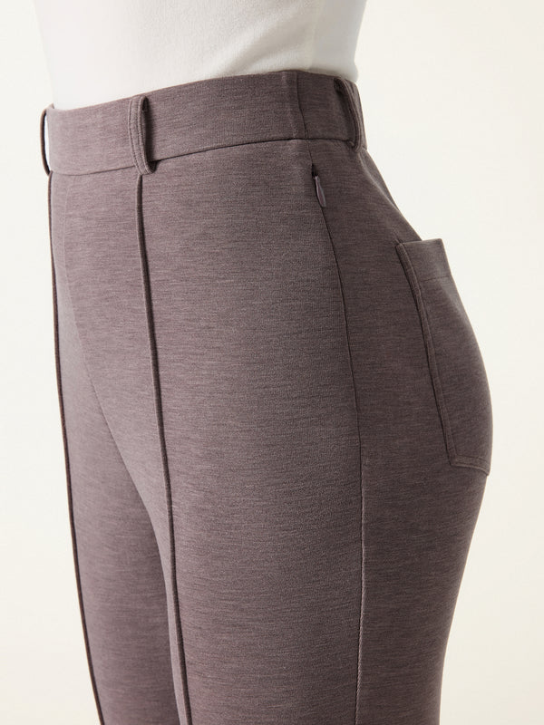 Double-Faced Cozy High Rise Pintuck Pull-on Pants with Pockets