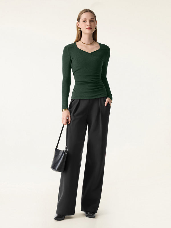 ProWarm Surplice V-neck Ruched Top