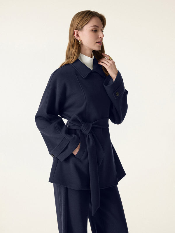 Classic Convertible Collar Belted Coat