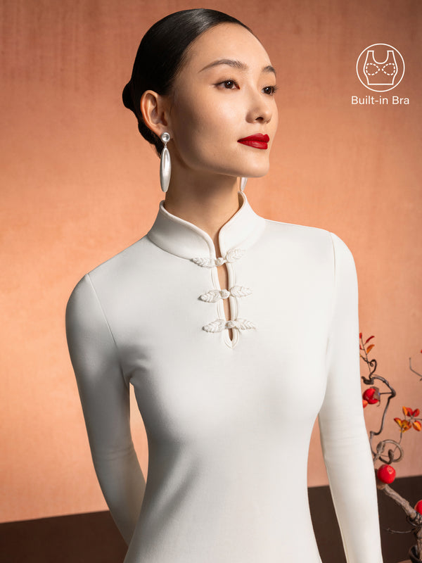 OGLmove Mandarin Collar Frog Button Midi Bra Dress Limited Edition