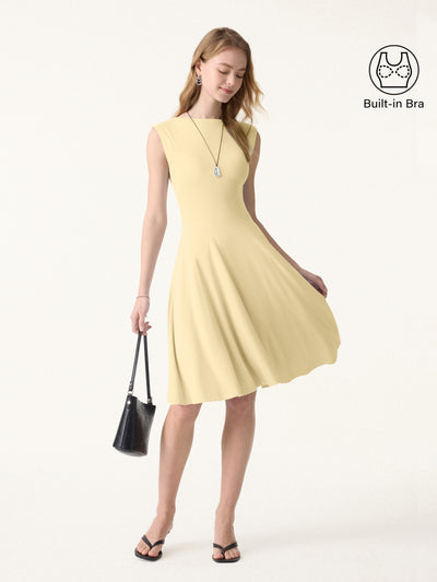 OGLmove SkinKiss Boatneck Wide Shoulder Bra Dress with Pockets