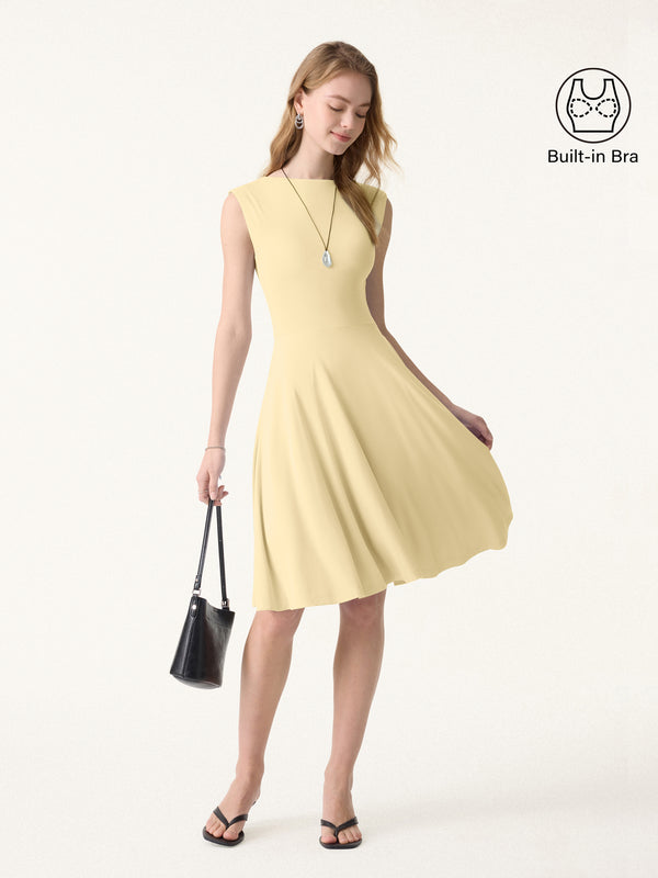 OGLmove SkinKiss Boatneck Wide Shoulder Bra Dress with Pockets