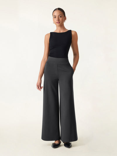 Cotton Blend High Rise Culottes with Pockets Petite Blue Charcoal