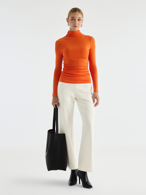 OGLmove LiteWarm Cashmere Blend Turtleneck Long Sleeve Ruched Top