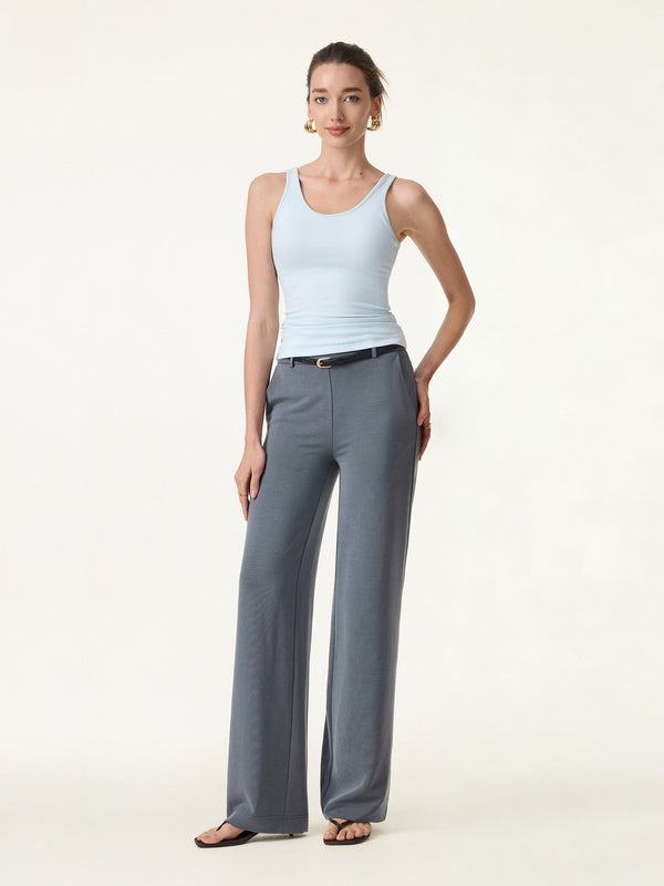 OGLmove Sandwashed Lyocell Drapey Mid Rise Wide Leg Pull-on Pant
