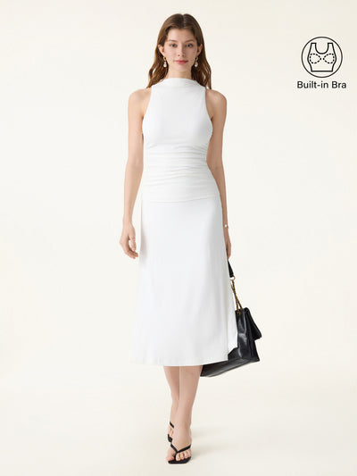 2Pcs Set Ruched Sleeveless Brami Tank & Pull-on Mermaid Midi Skirt