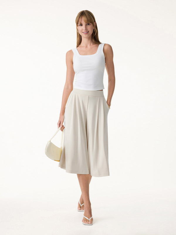 OGLmove Sandwashed Super Flowy Cropped Palazzo Leg Pant with Pockets