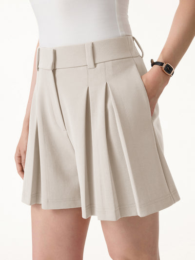 OGLmove Sandwashed Modal High Rise A-Line Pleated Shorts